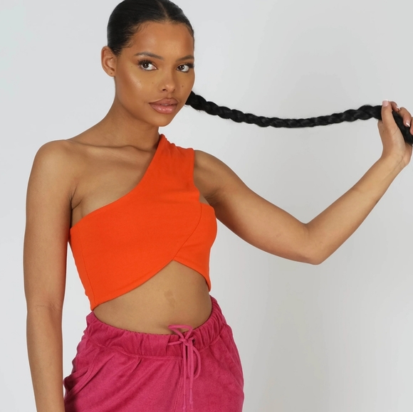 Asymmetric Orange Bralette Crop Top NWT🌺 - Picture 2 of 3